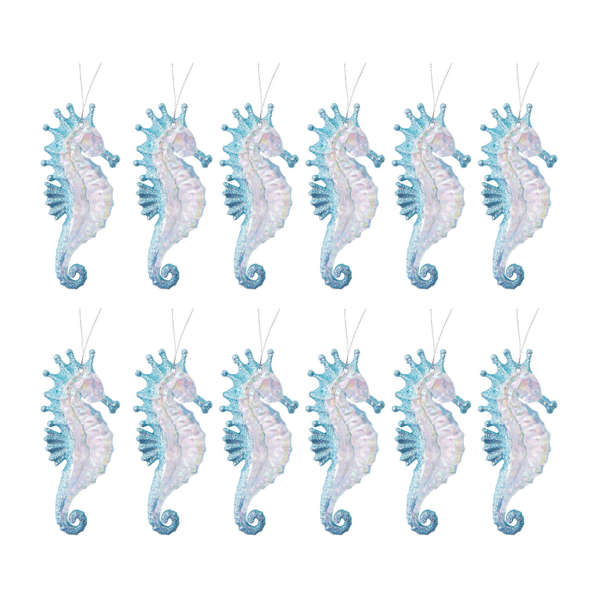 Iridescent Ornament Seahorse, Ornament, Holiday Decor- Set of 12