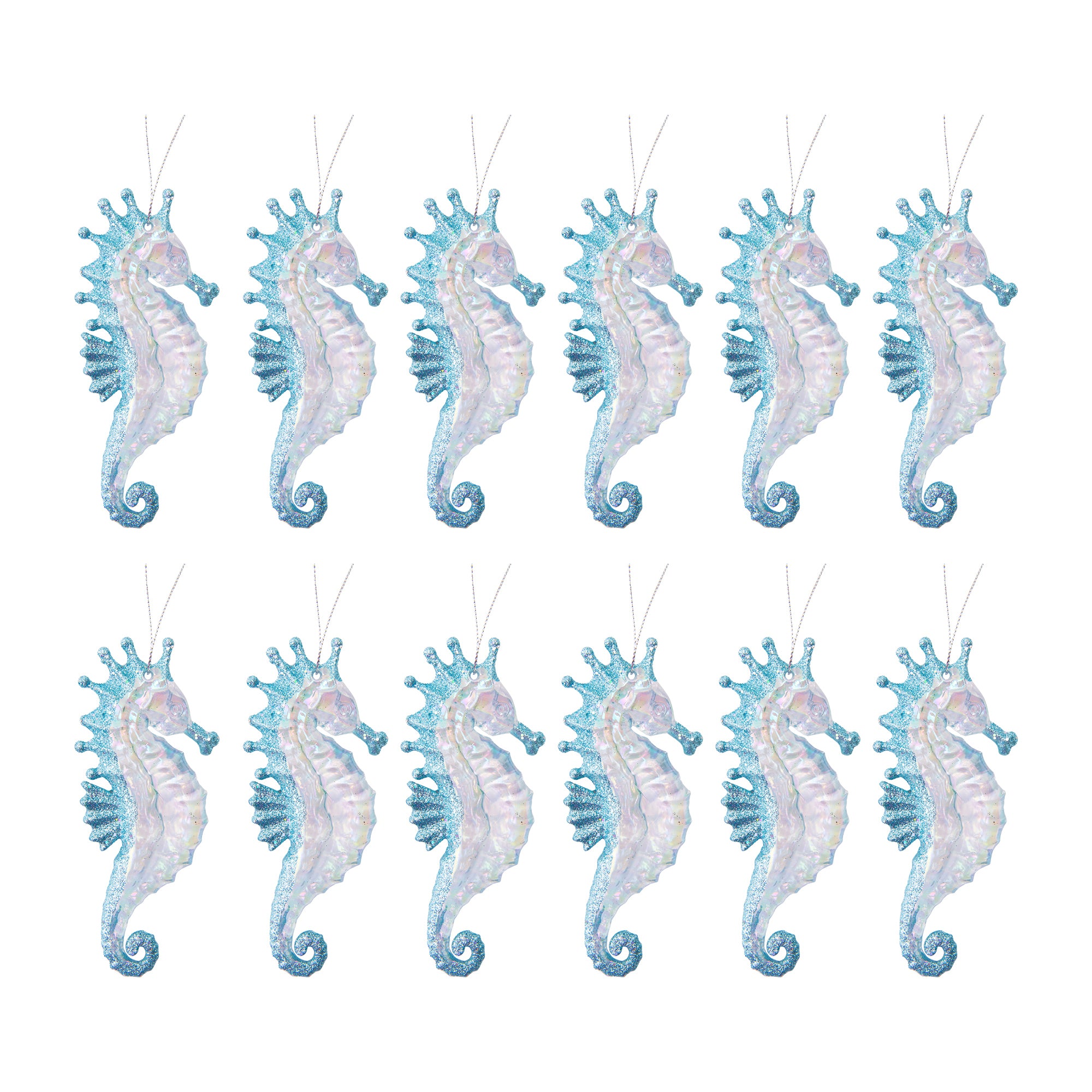 Iridescent Ornament Seahorse, Ornament, Holiday Decor- Set of 12