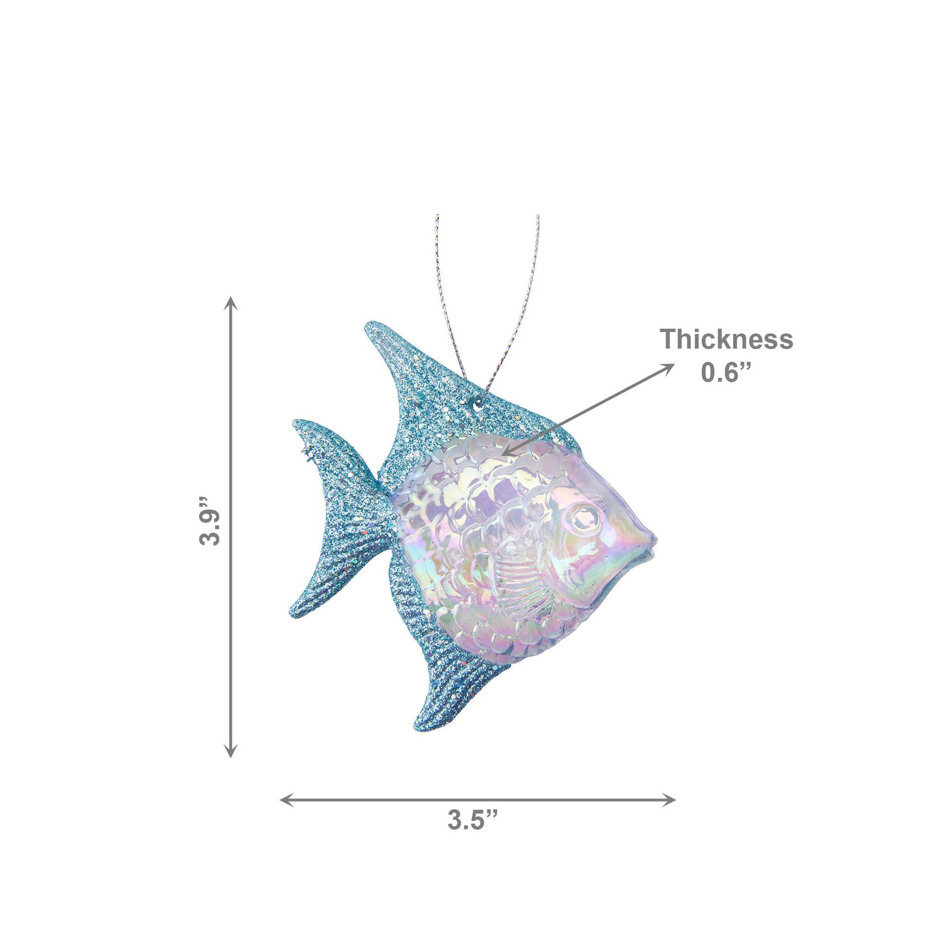 Iridescent Ornament Fish, Ornament, Holiday Decor- Set of 12