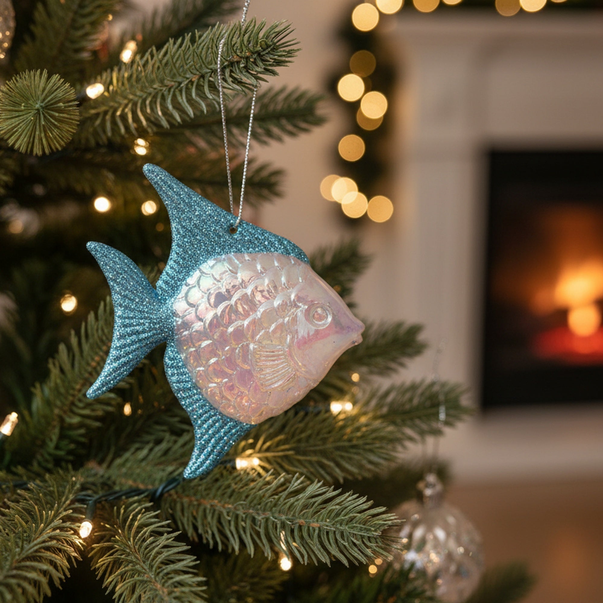 Iridescent Ornament Fish, Ornament, Holiday Decor- Set of 12
