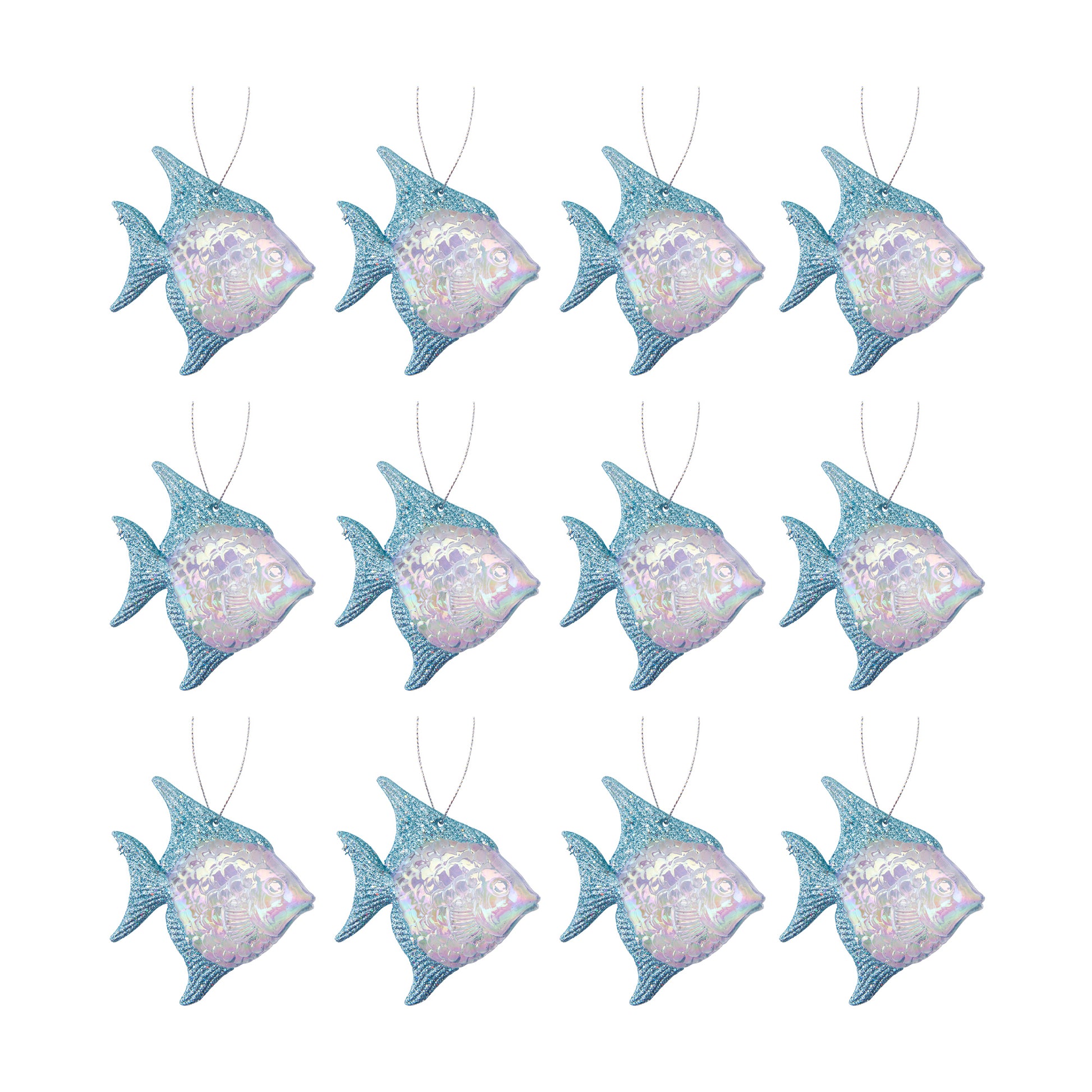 Iridescent Ornament Fish, Ornament, Holiday Decor- Set of 12