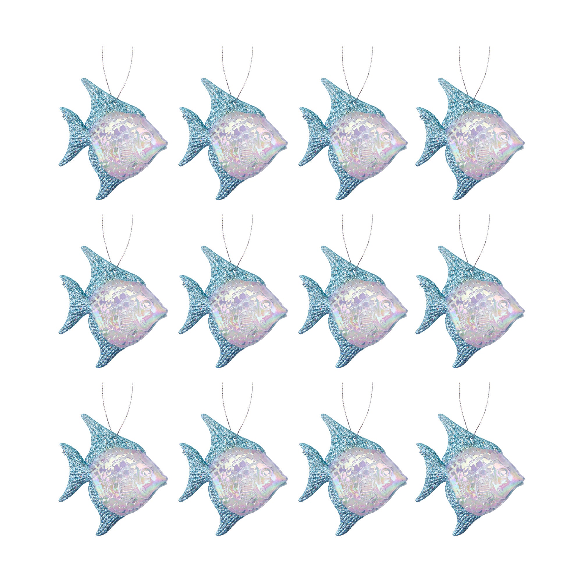 Iridescent Ornament Fish, Ornament, Holiday Decor- Set of 12