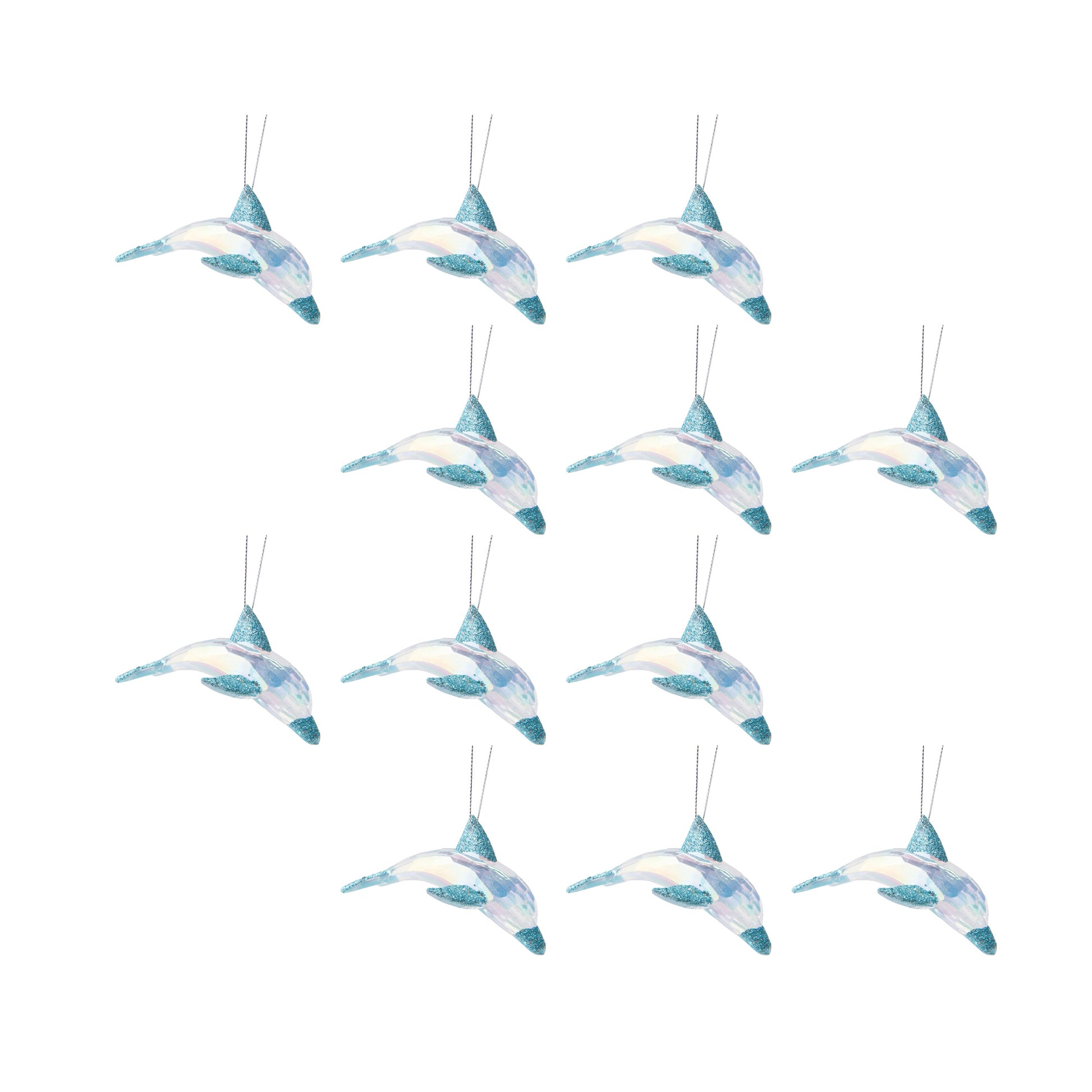 Iridescent Ornament Dolphin, Ornament, Holiday Decor- Set of 12