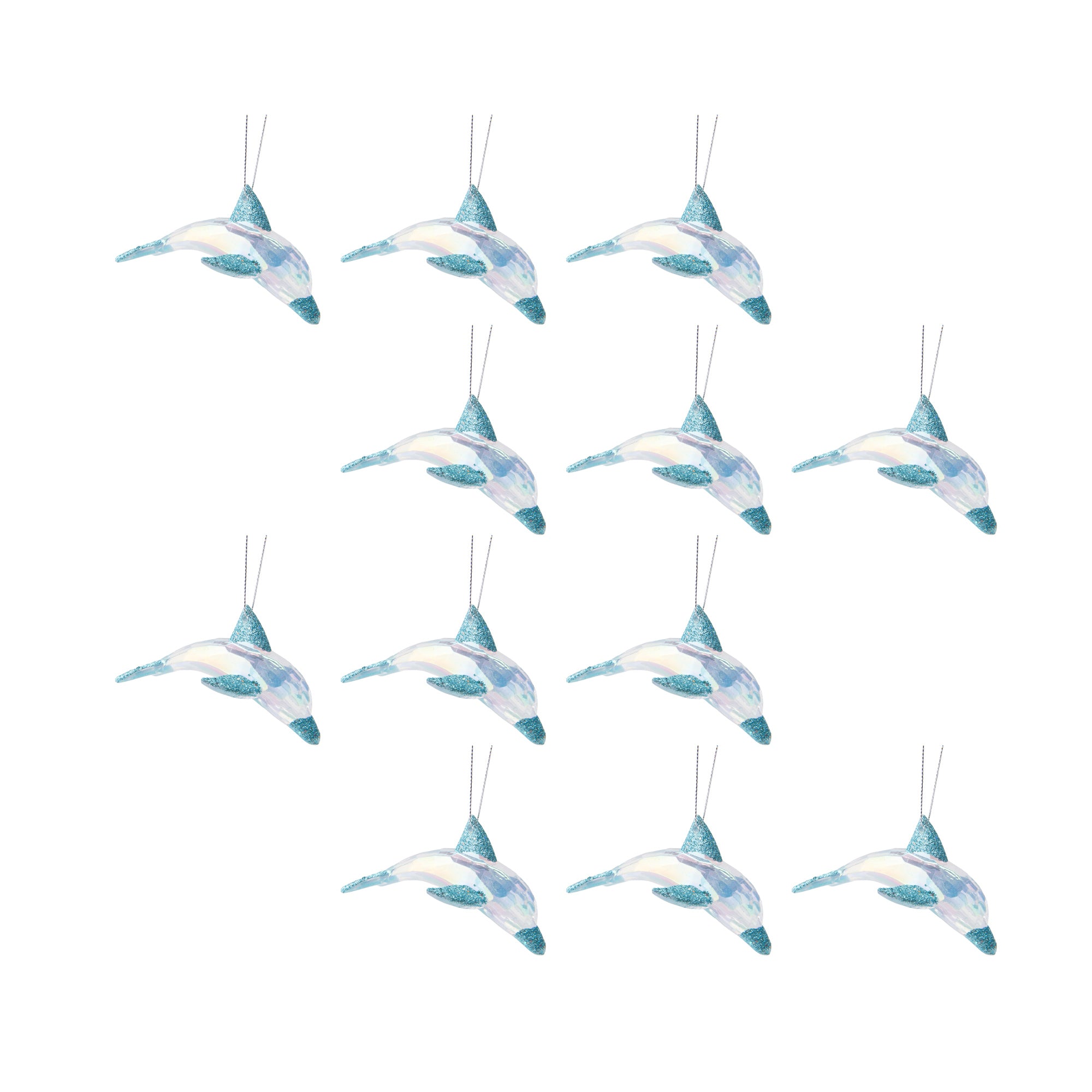 Iridescent Ornament Dolphin, Ornament, Holiday Decor- Set of 12
