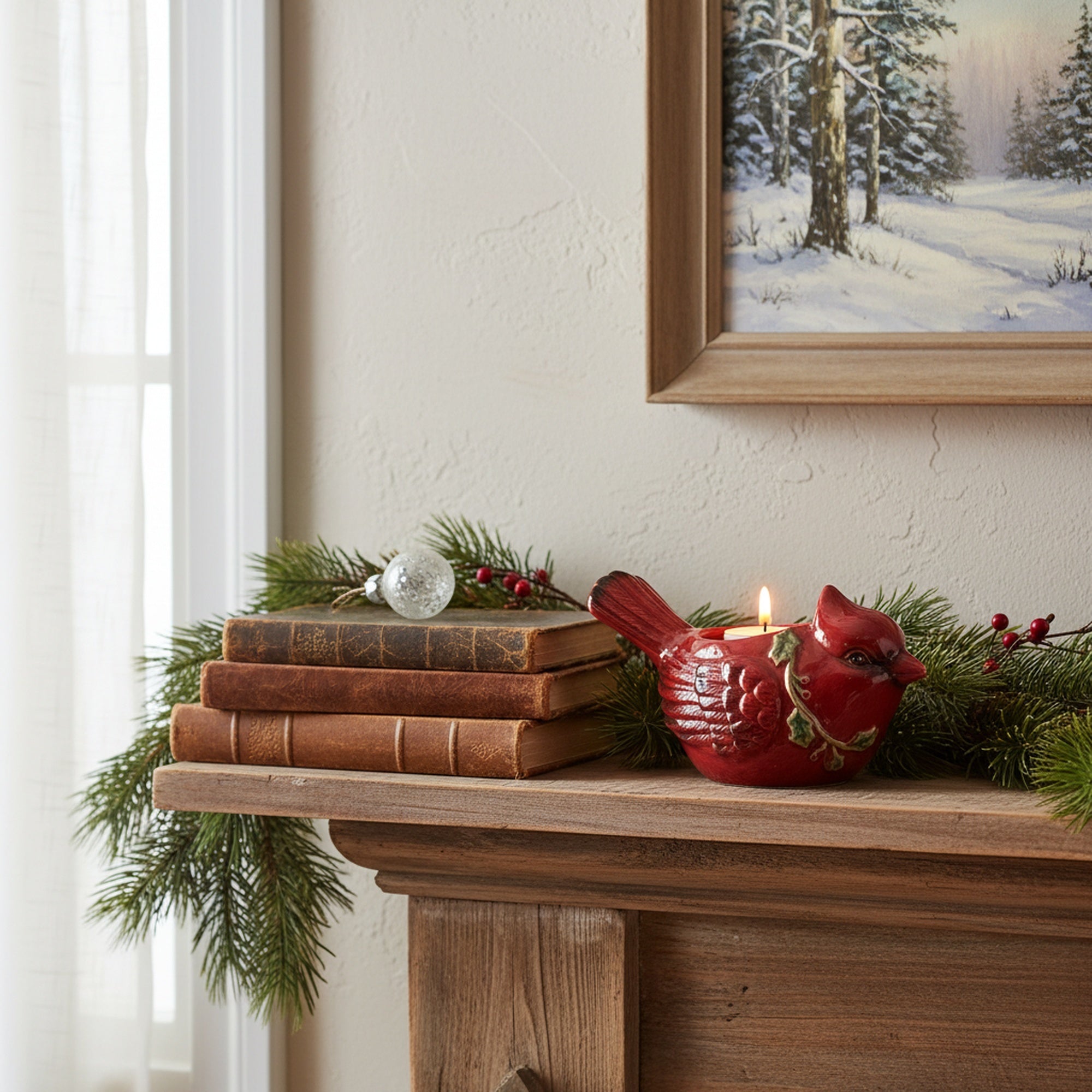 Ceramic Tealight Holder Cardinal, Christmas, Holiday Decor- Set of 4