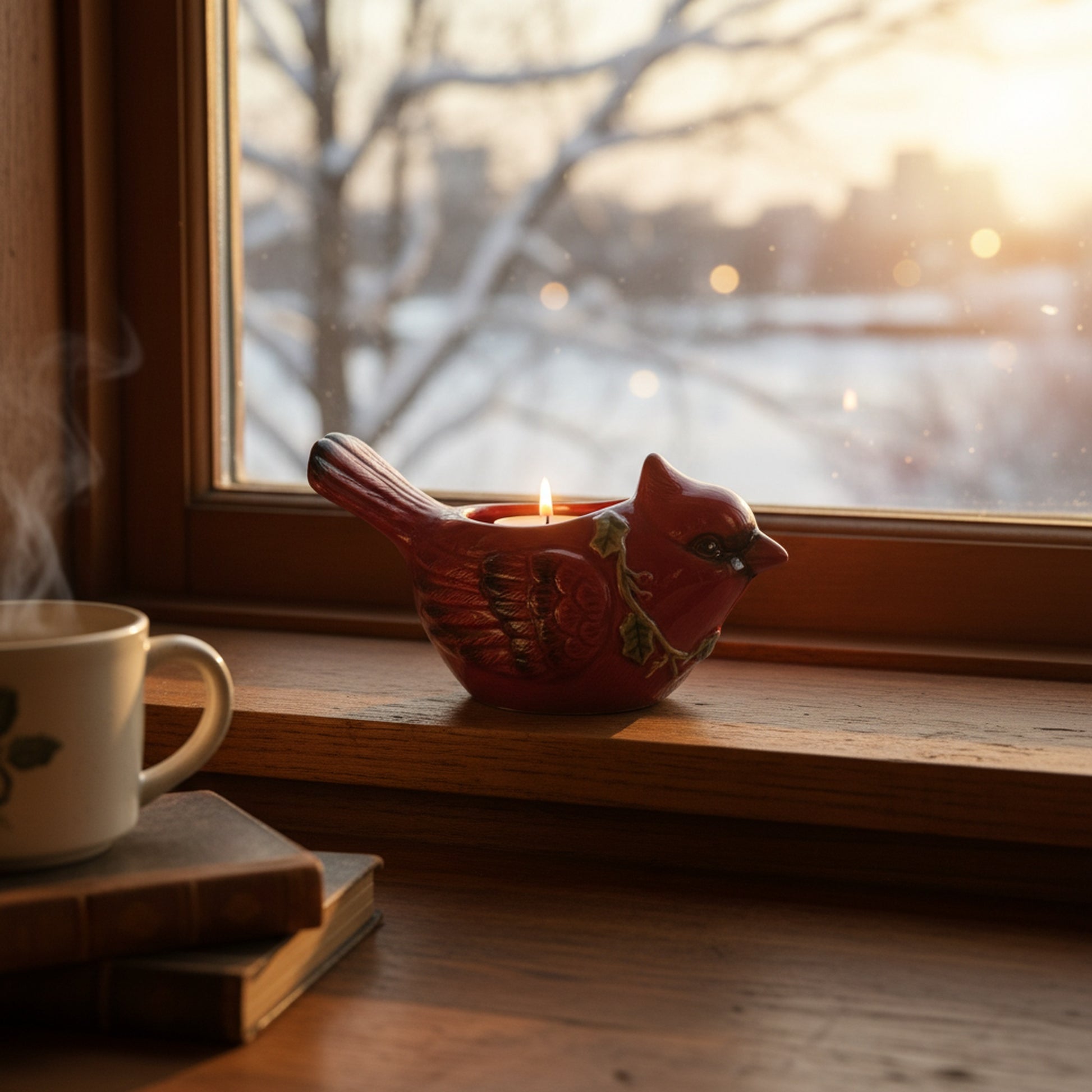 Ceramic Tealight Holder Cardinal, Christmas, Holiday Decor- Set of 4