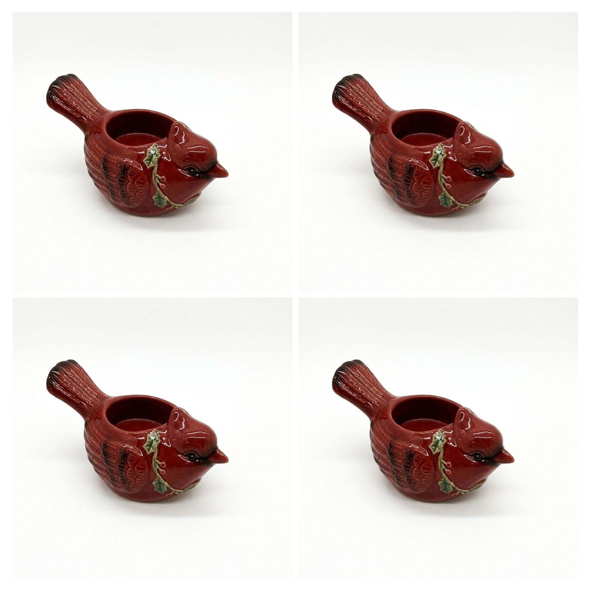 Ceramic Tealight Holder Cardinal, Christmas, Holiday Decor- Set of 4