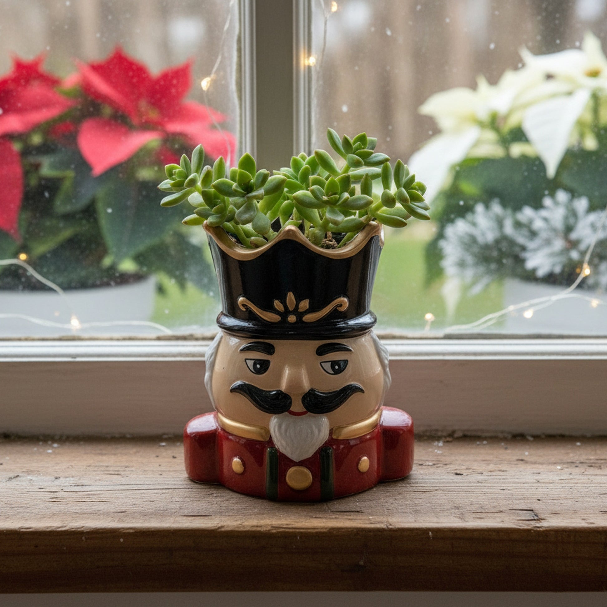 Ceramic Planter Nutcracker, Christmas, Planter, Holiday Decor- Set of 2