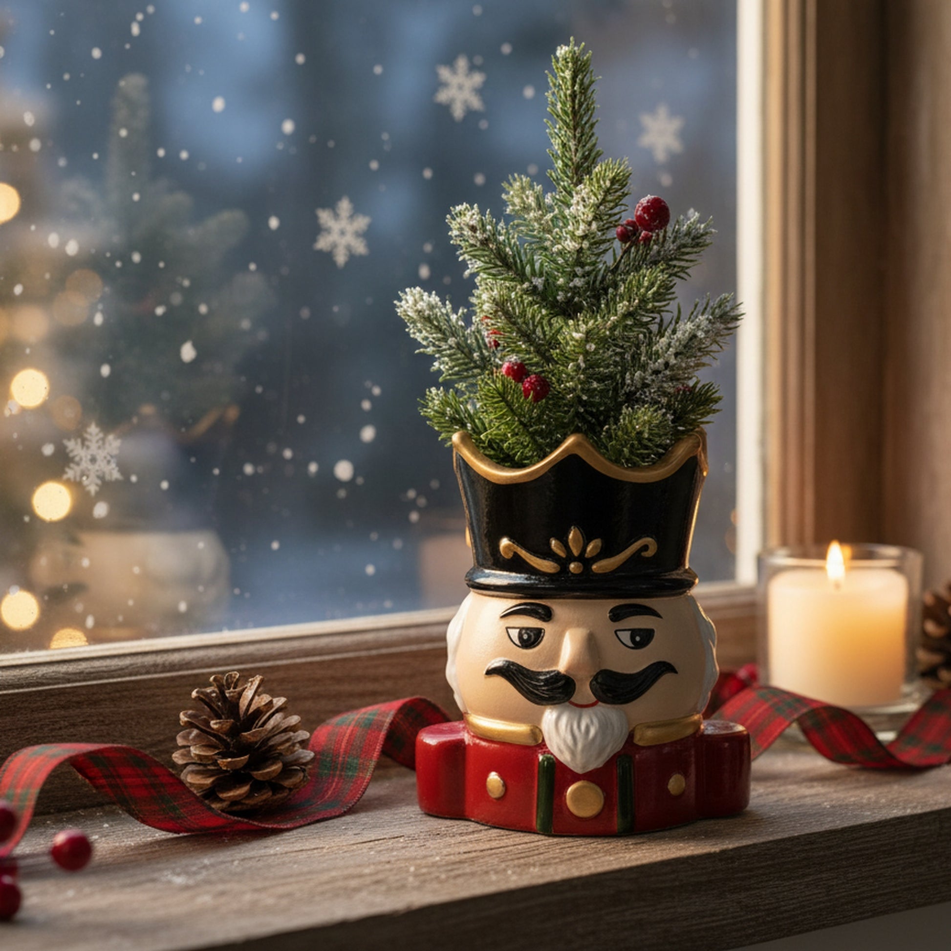 Ceramic Planter Nutcracker, Christmas, Planter, Holiday Decor- Set of 2