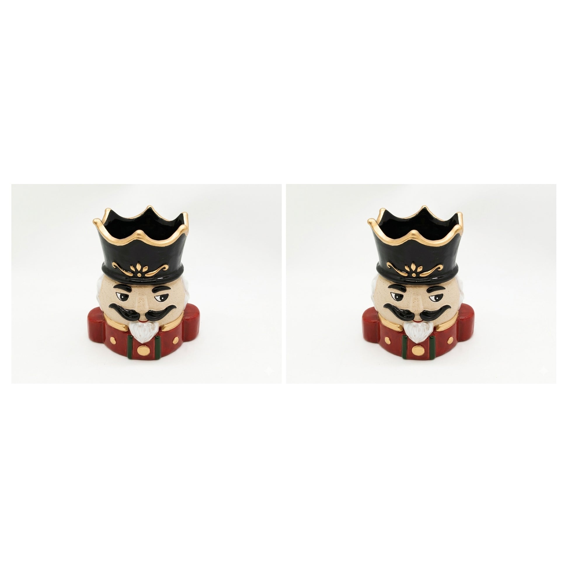 Ceramic Planter Nutcracker, Christmas, Planter, Holiday Decor- Set of 2