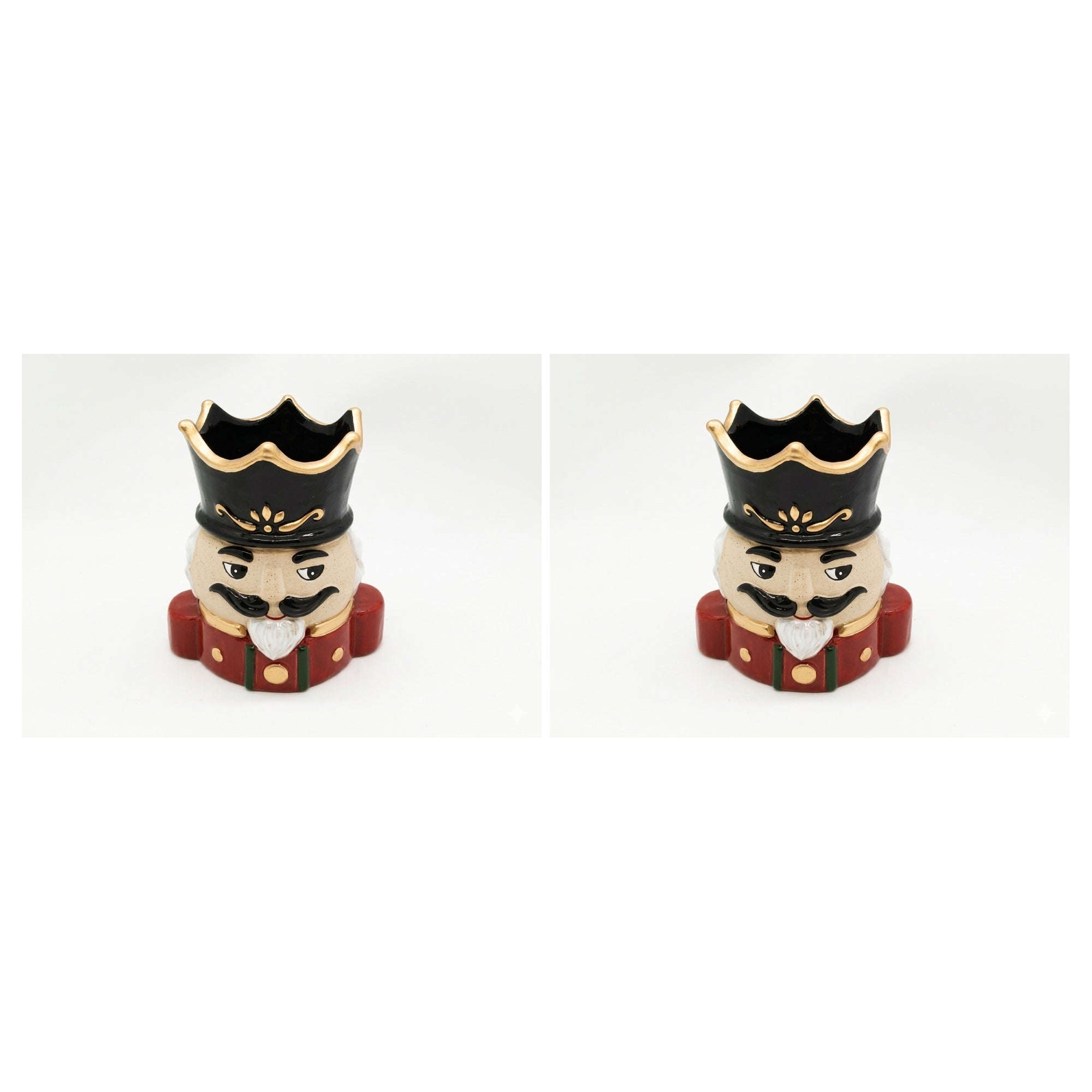 Ceramic Planter Nutcracker, Christmas, Planter, Holiday Decor- Set of 2