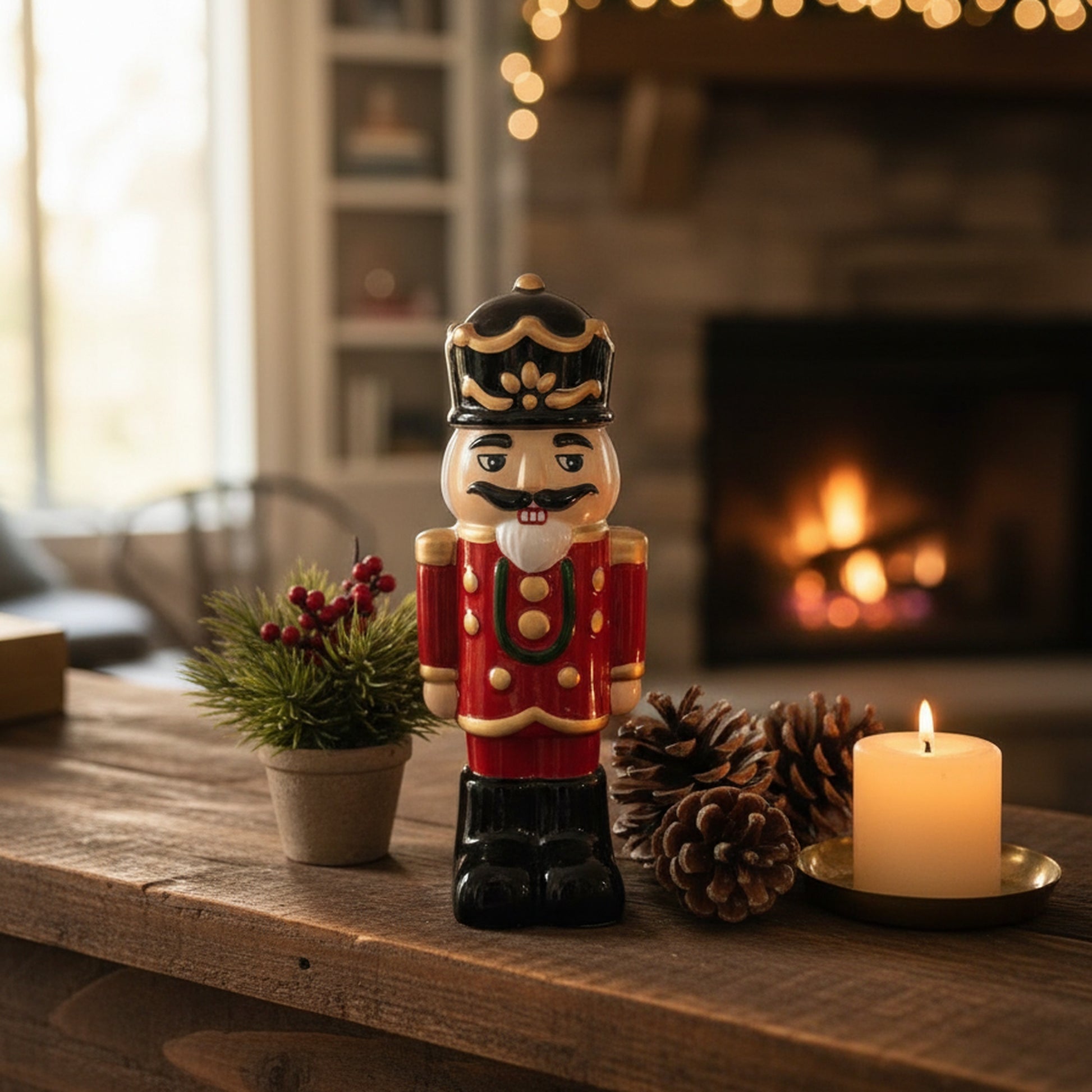 Ceramic Nutcracker Figurine, Christmas, Figurine, Holiday Decor- Set of 2