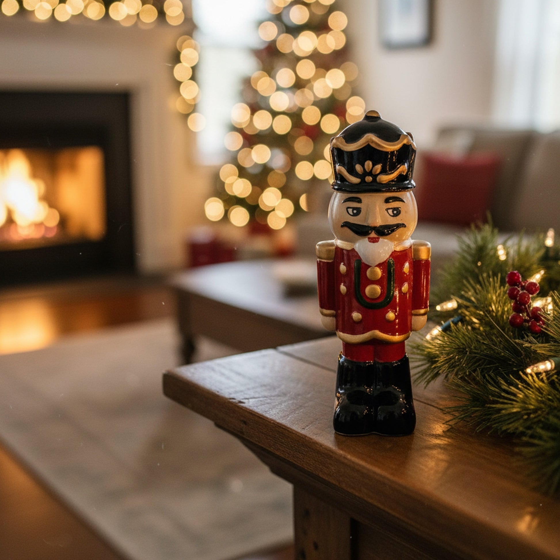 Ceramic Nutcracker Figurine, Christmas, Figurine, Holiday Decor- Set of 2
