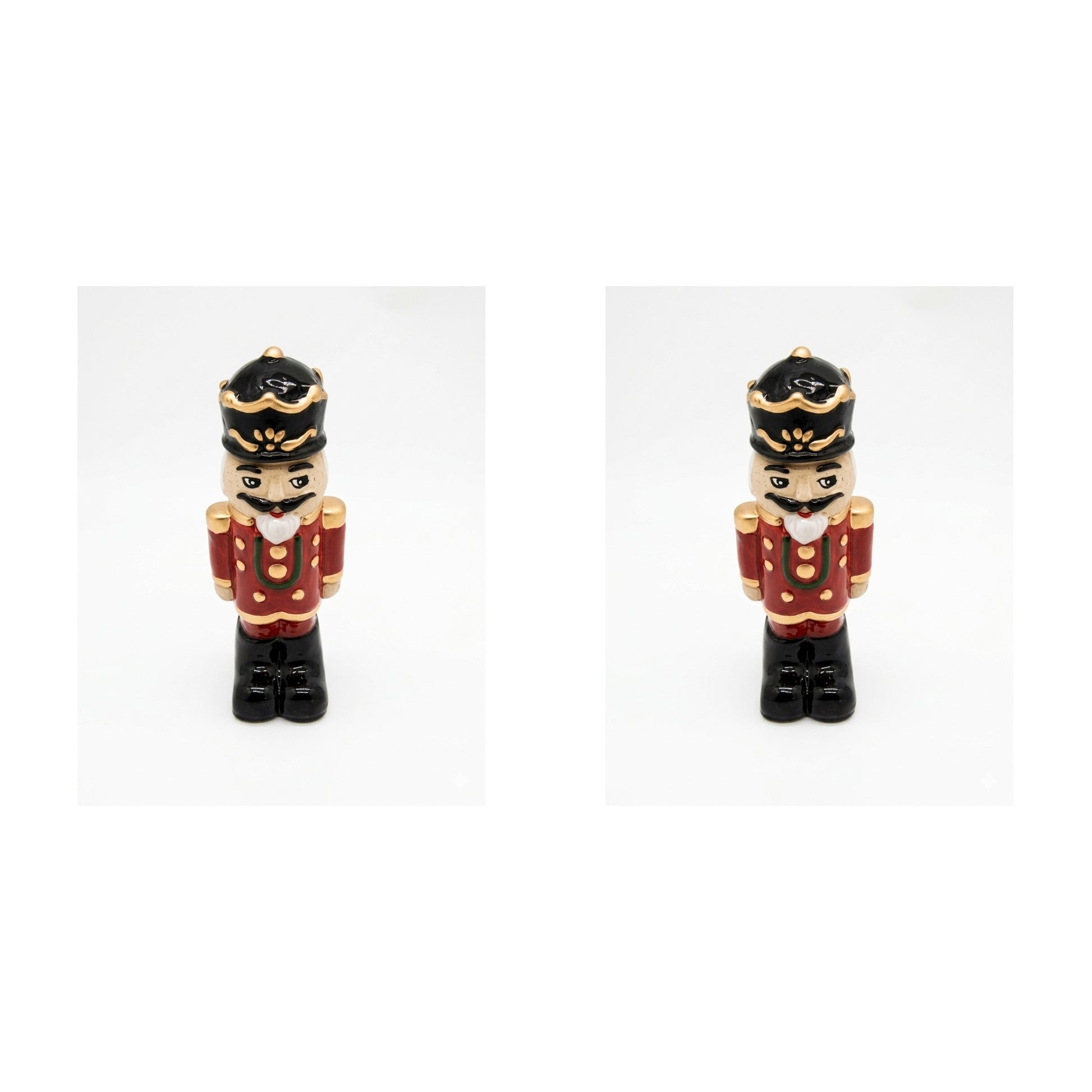 Ceramic Nutcracker Figurine, Christmas, Figurine, Holiday Decor- Set of 2
