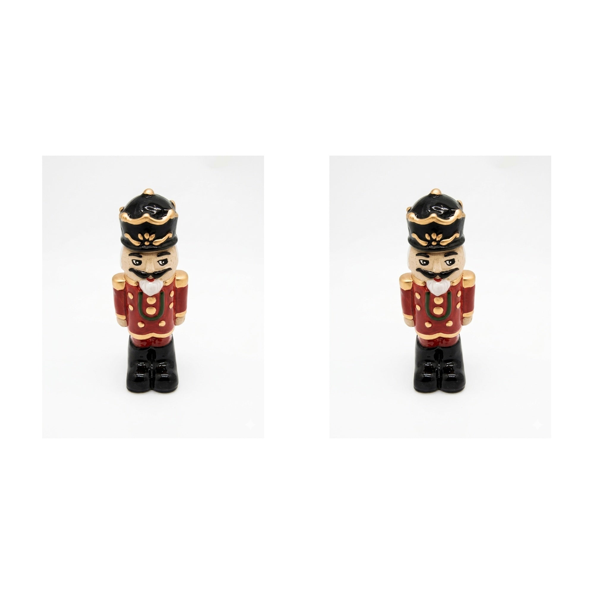 Ceramic Nutcracker Figurine, Christmas, Figurine, Holiday Decor- Set of 2
