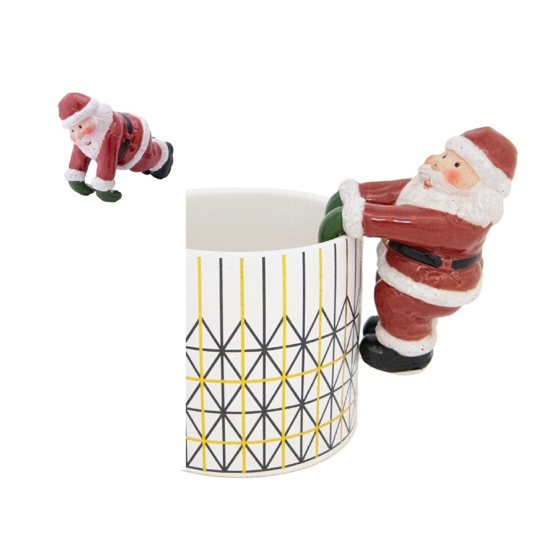 Ceramic Pot Hanger Santa Decor Assorted, Christmas, Planter, Holiday Decor- Set of 2