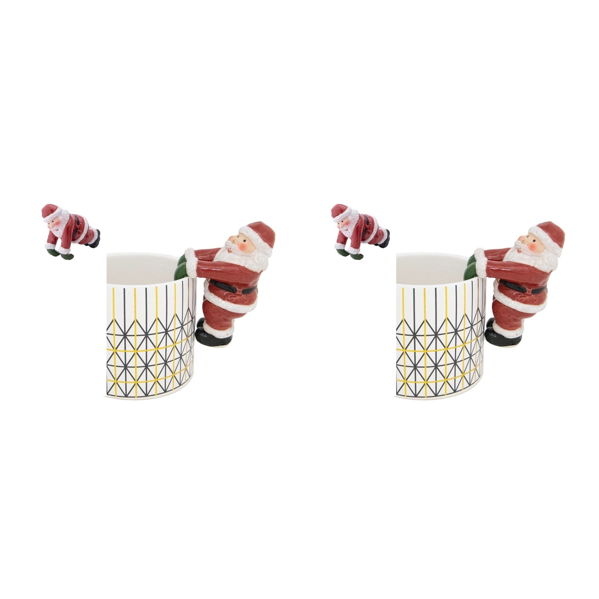 Ceramic Pot Hanger Santa Decor Assorted, Christmas, Planter, Holiday Decor- Set of 2
