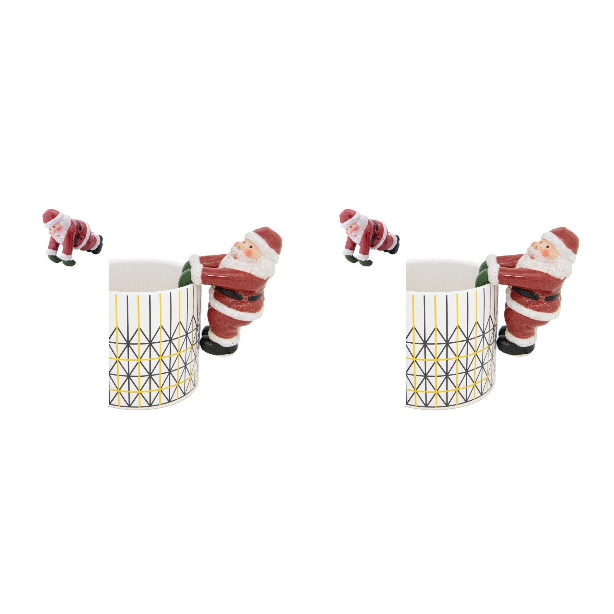 Ceramic Pot Hanger Santa Decor Assorted, Christmas, Planter, Holiday Decor- Set of 2