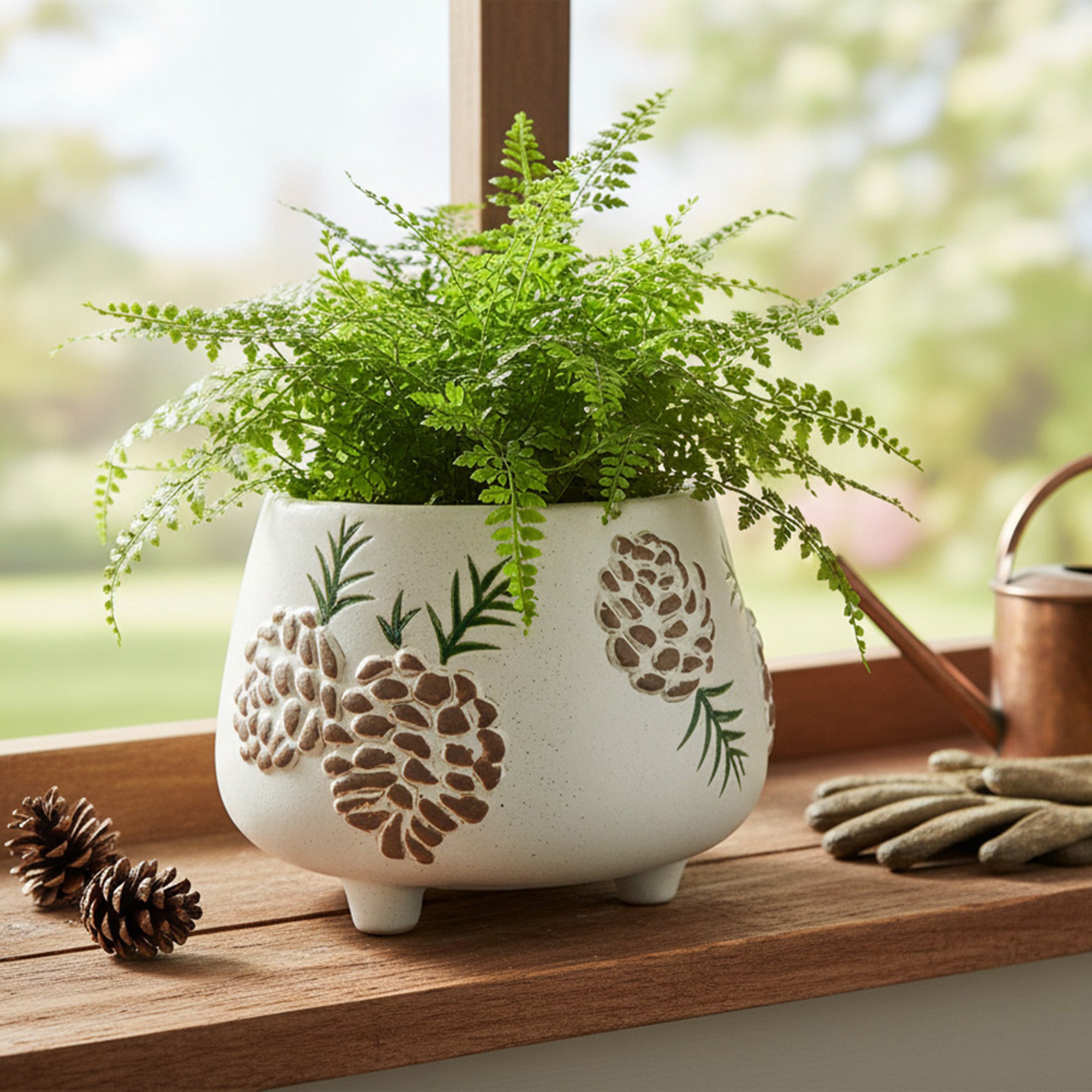 Ceramic Bisque Planter Pinecone, Christmas, Planter, Holiday Decor
