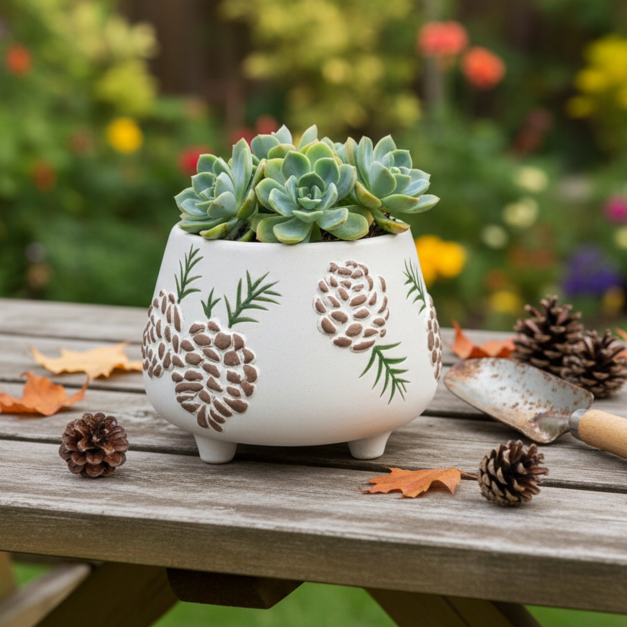 Ceramic Bisque Planter Pinecone, Christmas, Planter, Holiday Decor