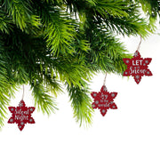 Christmas Flat Snowflake Ornament Set Of 6, Holiday Tree Decoration, Winter Home Decor