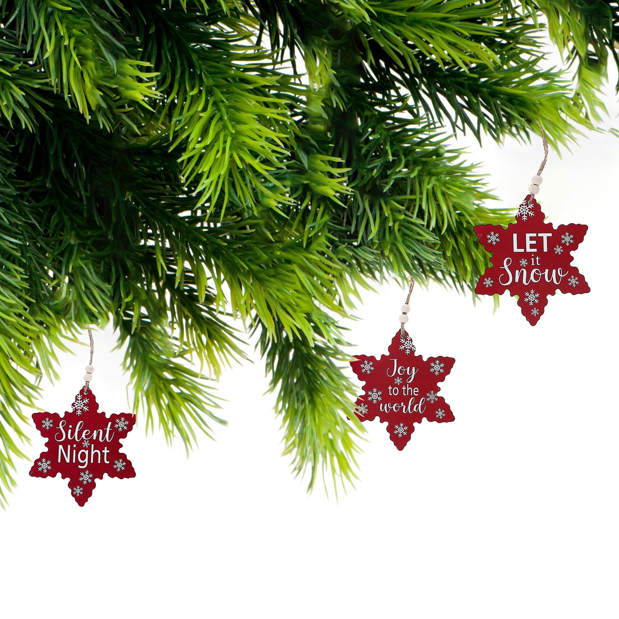 Christmas Flat Snowflake Ornament Set Of 6, Holiday Tree Decoration, Winter Home Decor