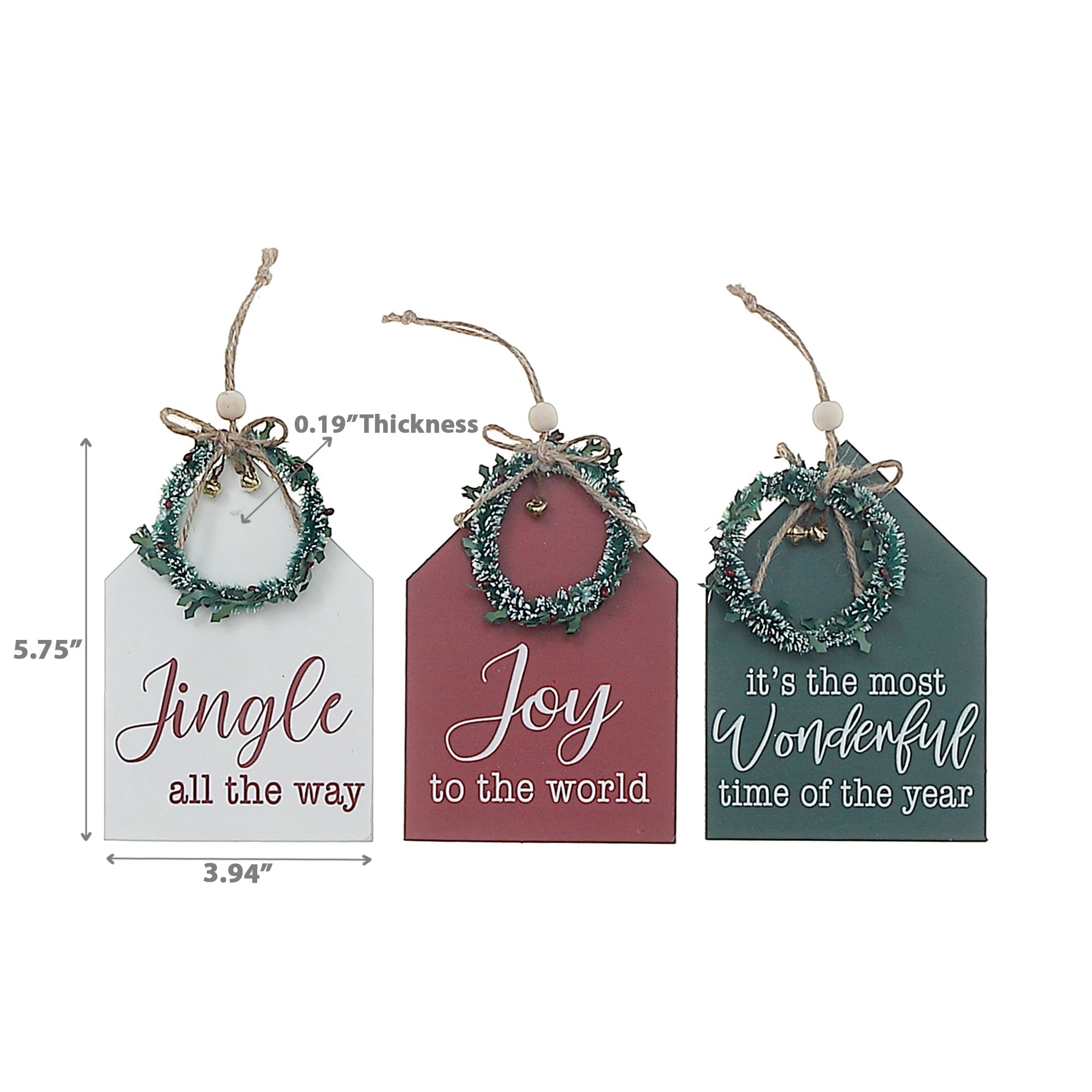 Flat House Shape Christmas Ornament with Text Set of 12 – Holiday Tree Decoration