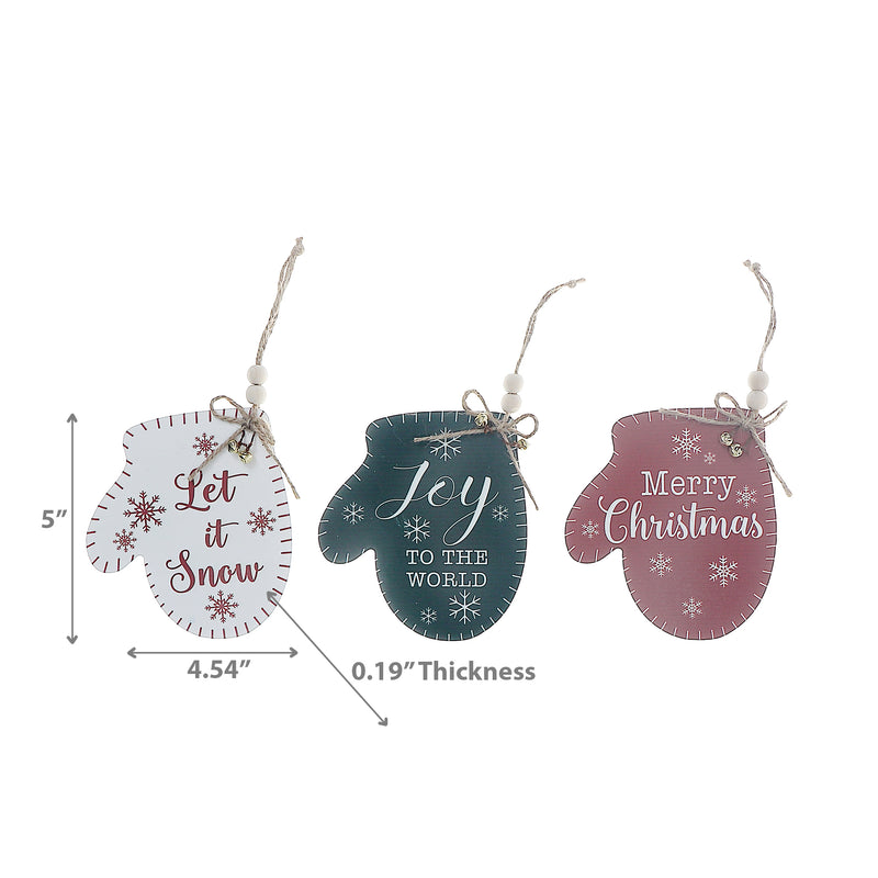 Flat Mitt Shape Ormanent With Text - Set of 12