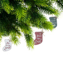 Flat Stocking Shape Ormanent With Text - Set of 12