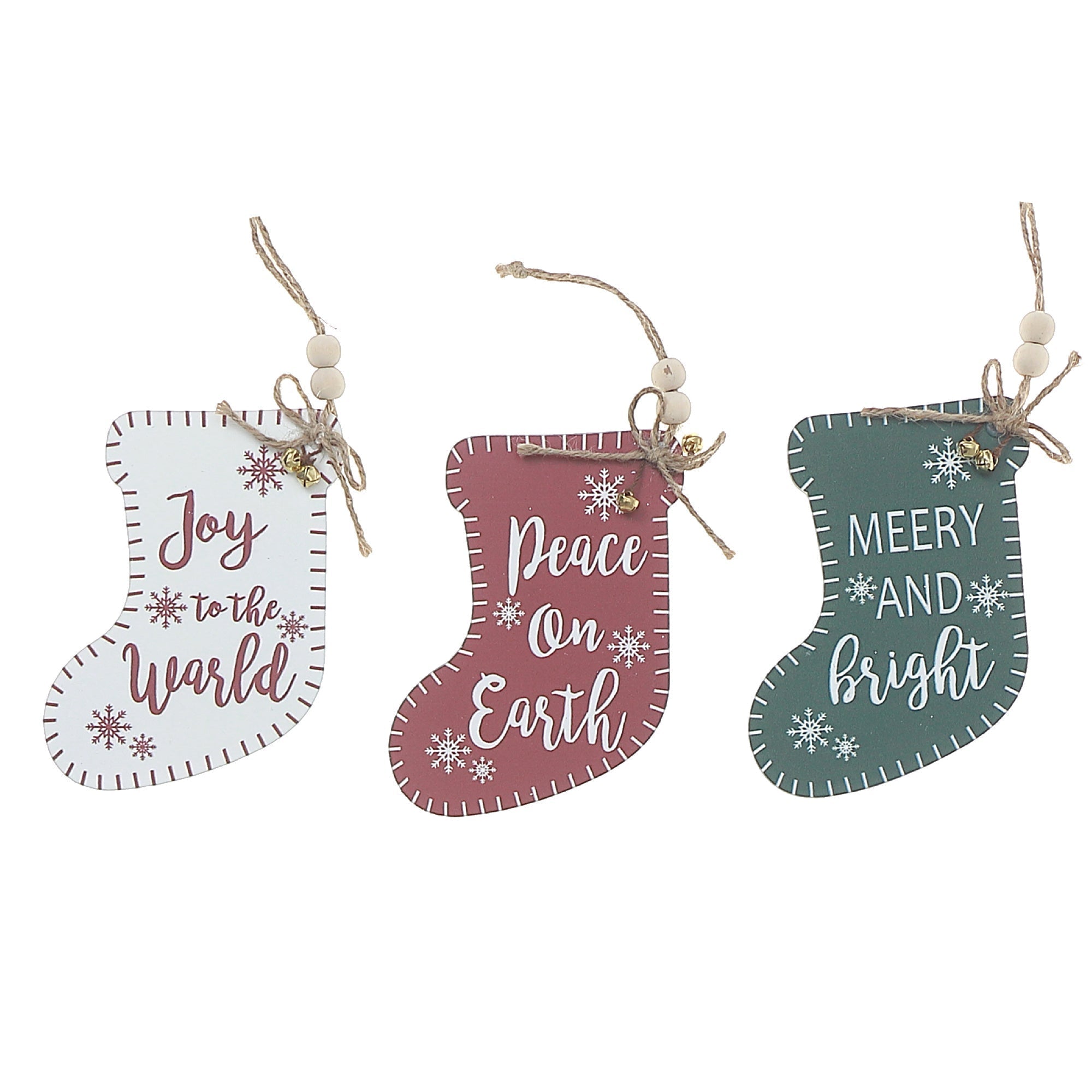 Flat Stocking Shape Christmas Ornament with Text Set of 12 – Holiday Tree Decoration