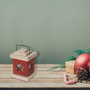 Led Wooden Lantern Star Red