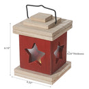 Led Wooden Lantern Star Red