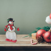Wooden Snowman Stand on Base – Christmas Holiday Decor