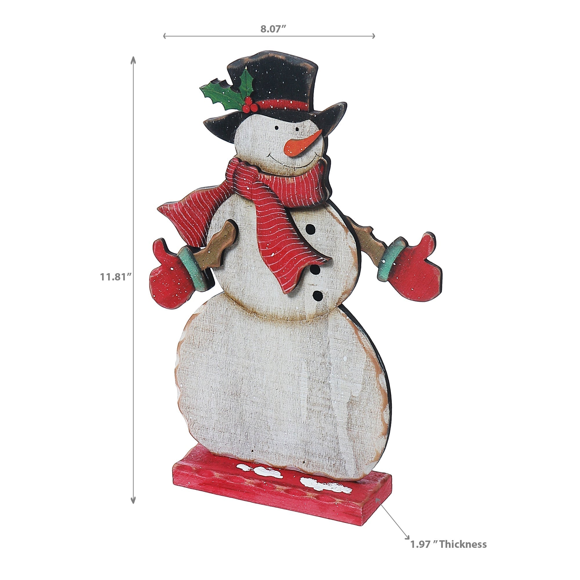 Wooden Snowman Stand on Base – Christmas Holiday Decor