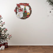 Large Wooden Snowman Wreath Hanger “Let It Snow” – Holiday Wall Decor