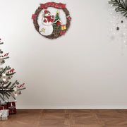 Small Wooden Snowman Wreath Hanger “Let It Snow” – Holiday Wall Decor