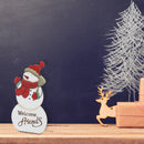 Welcome Friends Wooden Snowman Stand Easel Back Small