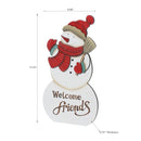 Welcome Friends Wooden Snowman Stand Easel Back Small