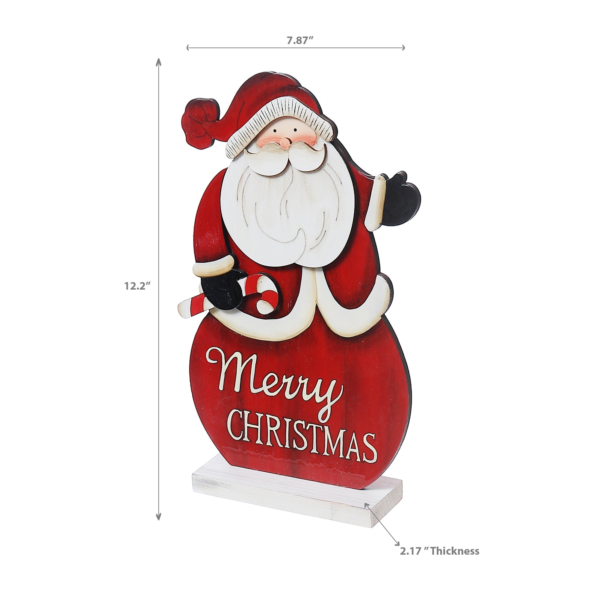 Merry Christmas Wooden Santa Stand – Holiday Table Decoration