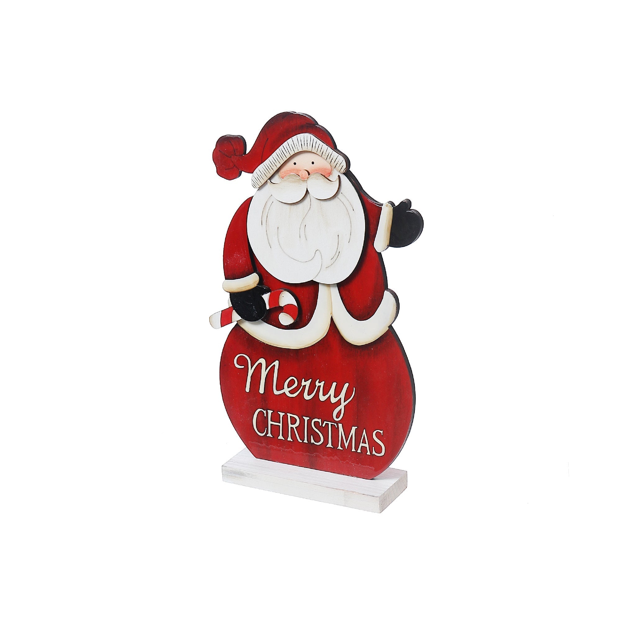 Merry Christmas Wooden Santa Stand – Holiday Table Decoration