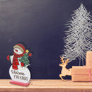Welcome Friends Wooden Snowman Stand