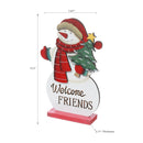 Welcome Friends Wooden Snowman Stand