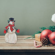 Wooden Snowman Stand Christmas Decor – Holiday Table Decoration