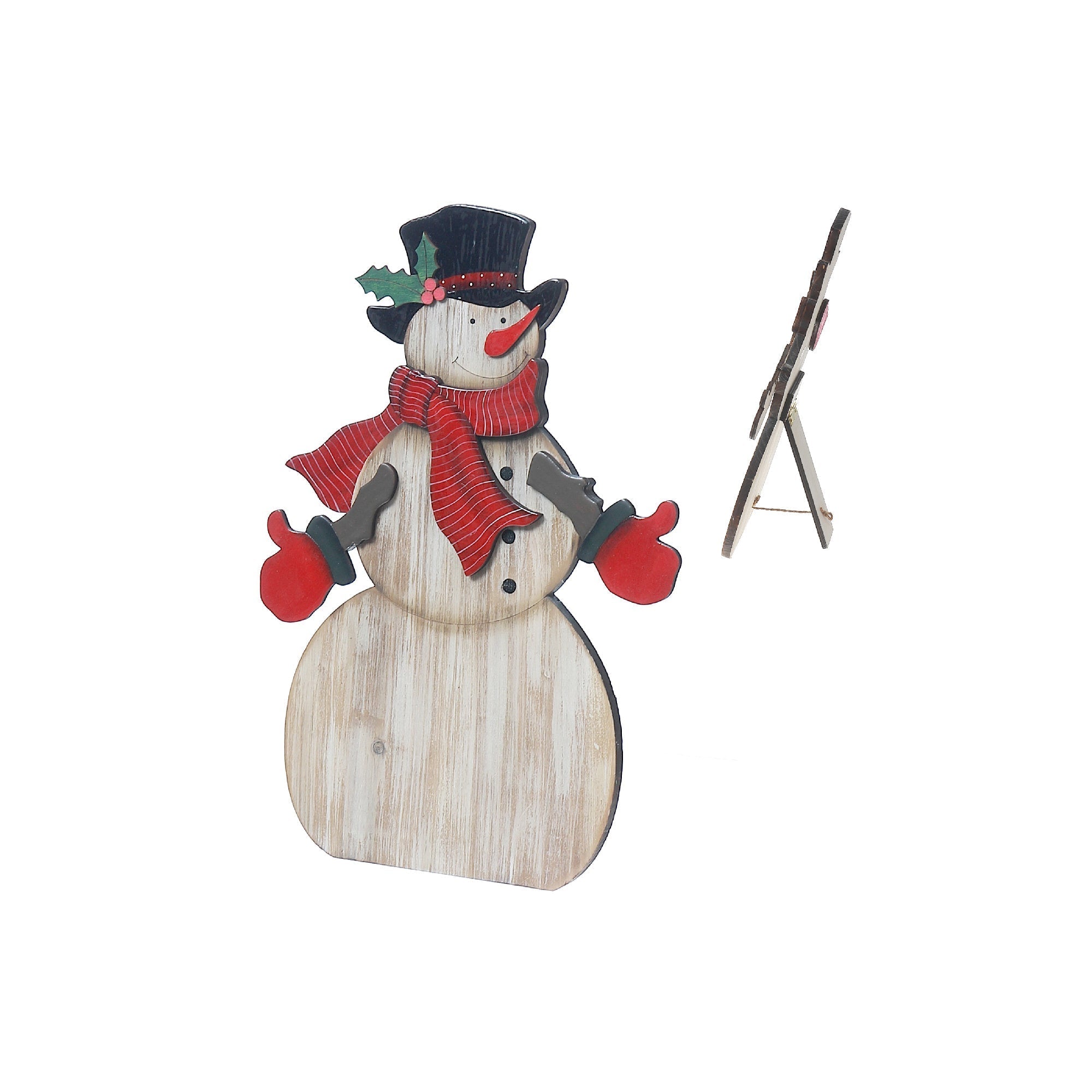 Wooden Snowman Stand Christmas Decor – Holiday Table Decoration