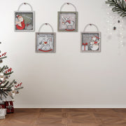 Square Wooden Christmas Ornament Set of 12 – Holiday Tree Decoration