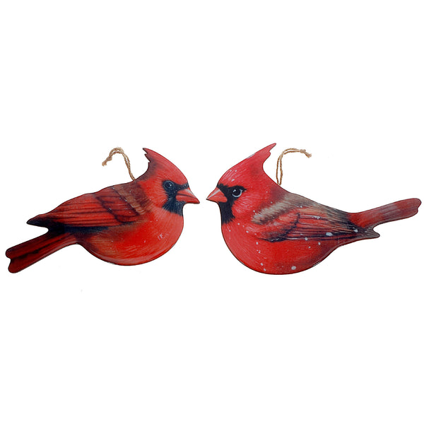Wooden Glossy Cardinal Hanger (Asstd) - Set of 2