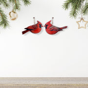Wooden Glossy Cardinal Christmas Ornament, Assorted Holiday Tree Decorations, Rustic Festive Bird Ornaments, Set of 2