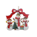 Wooden Glossy Triple Snowman With Bow Hanger