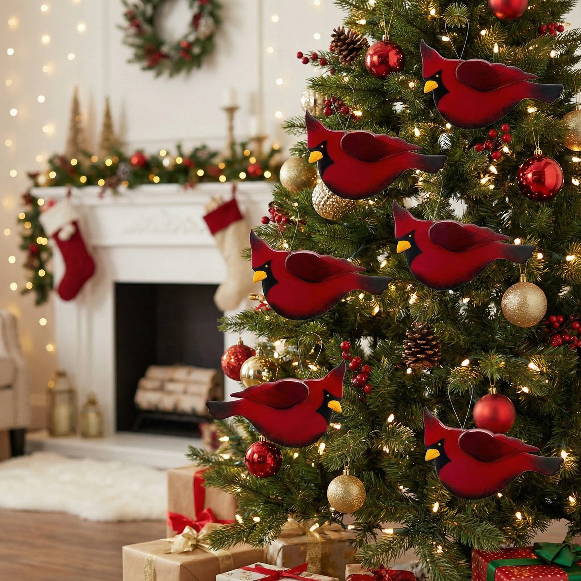 Shaped Acrylic Hanger Cardinal, Christmas, Holiday Decor- Set of 6
