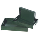 Set Of 3 Wooden Tray With Handle (Green)
